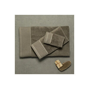 Poppy Penye Pamuk Yüz Havlusu Taş 50x90 Cm