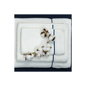 Petunia Pima Pamuk El Havlusu Beyaz Lacivert 30x50 Cm