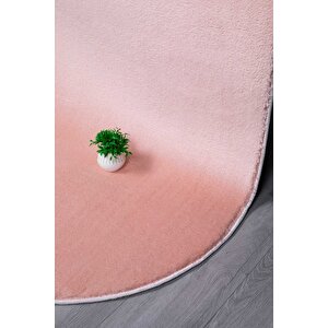 Vl Oval Comfort Overloklu Peluş Yolluk Halı Pembe 200x350 cm