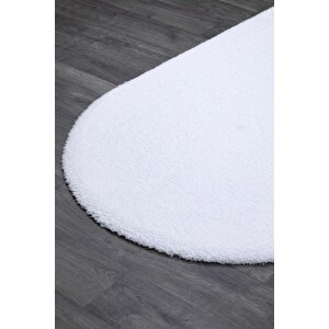 Vl Oval Comfort Overloksuz Beyaz Peluş Halı 200x450 cm