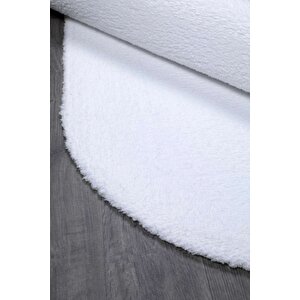Vl Oval Comfort Overloksuz Beyaz Peluş Halı 200x450 cm