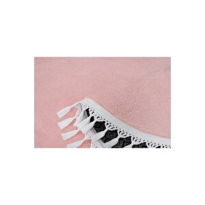 Vl Oval Comfort Overloklu Peluş Yolluk Halı Pembe 100x450 cm