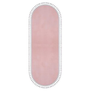 Vl Oval Comfort Overloklu Peluş Yolluk Halı Pembe