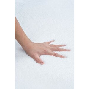 Vl Yıkanabilir Premium Ponpon Saçaklı Kaymaz Taban Post Peluş Banyo Paspası 2'li Takım Antrasit Beyaz