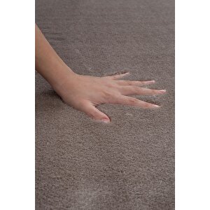 Vl Yıkanabilir Premium Ponpon Saçaklı Kaymaz Taban Post Peluş Banyo Paspası 2'li Takım Antrasit Kahverengi