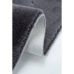 Vl Yıkanabilir Premium Ponpon Saçaklı Kaymaz Taban Post Peluş Banyo Paspası 2'li Takım Antrasit Antrasit