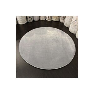 Yuvarlak Comfort Overloklu Gri Peluş Halı 200x200 cm