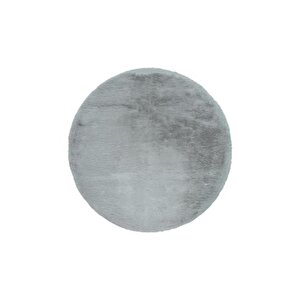 Yuvarlak Comfort Overloklu Gri Peluş Halı