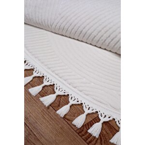 Rölyef Joy Daire Vizon Kaymaz Taban Kesme Halı Pon Pon 80x80 cm