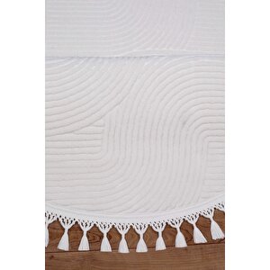 Rölyef Joy Daire Vizon Kaymaz Taban Kesme Halı Pon Pon