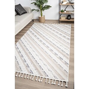 Brendon İskandinav Halı Premium Kalite Oturma Odası, Mutfak, Antre, Koridor Halısı 8001 Krem 120x600 cm