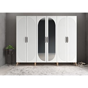 Membran Harika Altı Kapaklı Portmanto Meşe&beyaz P.a.m.h_4_240cm 240 cm