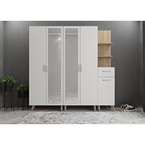 Life 5 Kapaklı Portmanto Meşe&beyaz P.b.l_11_200cm 200 cm