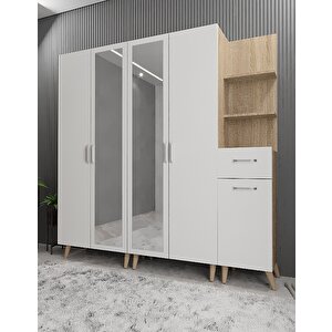 Life 5 Kapaklı Portmanto Meşe&beyaz P.b.l_11_225cm 225 cm