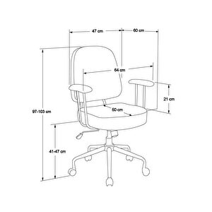 New York Çalışma Sandalyesi - Vizon 65x96,5-102,5x68 Cm