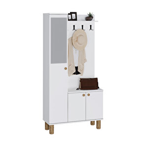 Buse Aynalı Bohem Ayaklı Ekonomik Portmanto Ayakkabılık Vestiyer Bs01