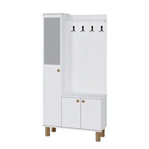 Buse Aynalı Bohem Ayaklı Ekonomik Portmanto Ayakkabılık Vestiyer Bs01