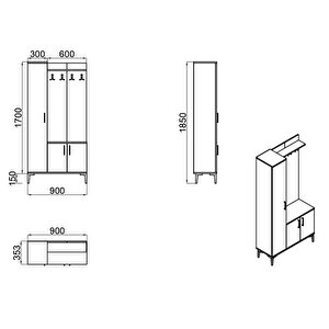 Sarp Ekonomik Portmanto Ayakkabılık Vestiyer Srp01