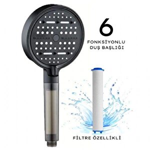 Kireç Tutucu Ve Tazyi̇k Arttirici En Son Çıkan 6 Fonksiyonlu Siyah Duş Başlığı