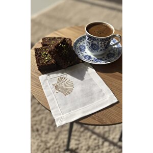 Marine Nakışlı 6'lı Sunumluk Peçete, Kokteyl Peçetesi, Kahve Yanı Sunumluk, Bardak Altlığı
