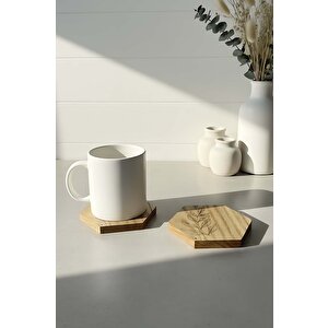 Ahşap Altıgen %100 Kestane Ağacı 2'li Bardak Altlığı Seti