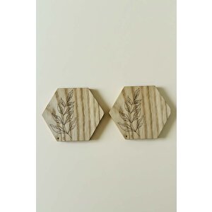 Ahşap Altıgen %100 Kestane Ağacı 2'li Bardak Altlığı Seti