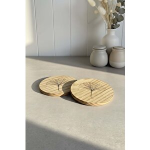 Ahşap %100 Kestane Ağacı 2'li Bardak Altlığı Seti