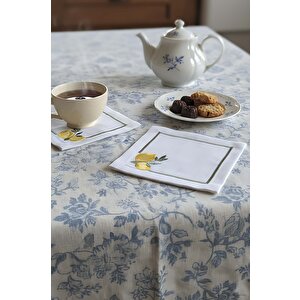 Limon Nakışlı 4'lü Sunumluk Peçete, Kokteyl Peçetesi, Kahve Yanı Sunumluk, Bardak Altlığı