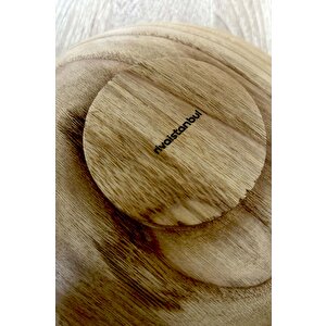 Ahşap %100 Kestane Ağacı Sunum Kasesi, Sunumluk, 20 Cm