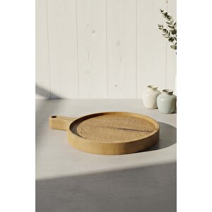 Ahşap Kestane Ağacı İçi Oymalı Yuvarlak Sunum Tahtası, Sunumluk