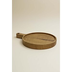 Ahşap Kestane Ağacı İçi Oymalı Yuvarlak Sunum Tahtası, Sunumluk