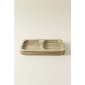 Ahşap 2 Bölmeli %100 Kestane Ağacı Sunum Kasesi, Çerezlik