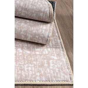 Vl Yıkanabilir Kaymaz Tabanlı Briella Kesme Rulo Halı Seccade Krem-bej 60x100 cm