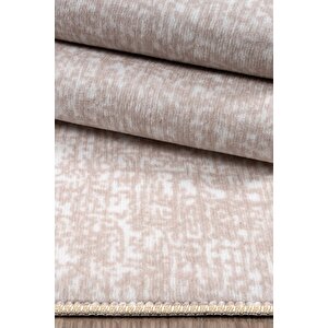 Vl Yıkanabilir Kaymaz Tabanlı Briella Kesme Rulo Halı Seccade Krem-bej