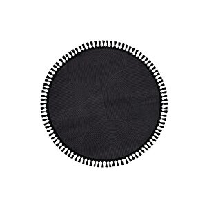 Rölyef Joy Daire Vizon Kaymaz Taban Kesme Halı Pon Pon 80x80 cm