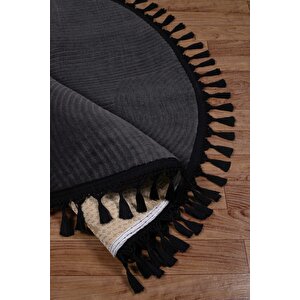 Rölyef Joy Daire Vizon Kaymaz Taban Kesme Halı Pon Pon 200x200 cm