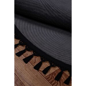 Rölyef Joy Daire Vizon Kaymaz Taban Kesme Halı Pon Pon 200x200 cm