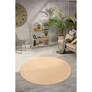Yuvarlak Comfort Overloklu Peluş Halı 80x80 cm