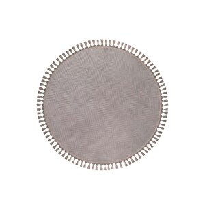 Rölyef Aden Daire Gri Kaymaz Taban Kesme Halı Pon Pon