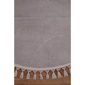 Rölyef Joy Daire Vizon Kaymaz Taban Kesme Halı Pon Pon