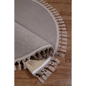 Rölyef Joy Daire Vizon Kaymaz Taban Kesme Halı Pon Pon 150x150 cm