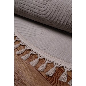 Rölyef Joy Daire Vizon Kaymaz Taban Kesme Halı Pon Pon 150x150 cm