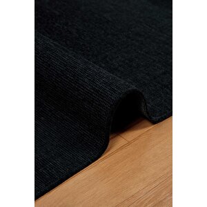 Premium Kalite Kaymaz Tabanlı Vera Doğal Yıkanabilir Kilim Oturma Odası Balkon Bahçe Mutfak Siyah 120x600 cm