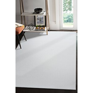 Nova Vl Makinada Yıkanabilir Dayanıklı Kaymaz Taban Antialerjik Halı Beyaz 80x400 cm