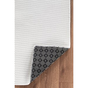 Novas Vl Makinada Yıkanabilir Dayanıklı Kaymaz Taban Antialerjik Halı Beyaz 150x250 cm