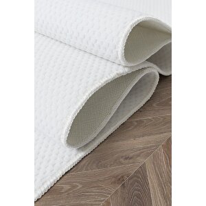 Nova Vl Makinada Yıkanabilir Dayanıklı Kaymaz Taban Antialerjik Halı Beyaz