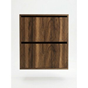 Double Düşer Kapak Ceviz Ayakkabılık Raflı Ayakkabılık 2 Bölmeli