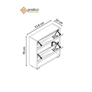 Double Düşer Kapak Ceviz Ayakkabılık Raflı Ayakkabılık 2 Bölmeli
