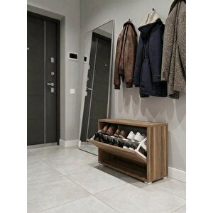 Mono Düşer Kapak Ceviz Ayakkabılık Tek Raflı Ayakkabılık 1 Bölmeli