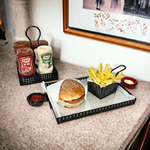 Metal Cafe Sunum Tepsisi - Hamburger Ve Fast Food Servis İçin Model-1